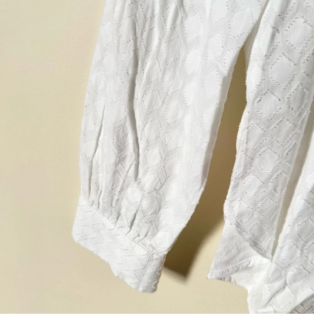 LOFT White Ruffled Button-Up Blouse - Picture 7 of 11